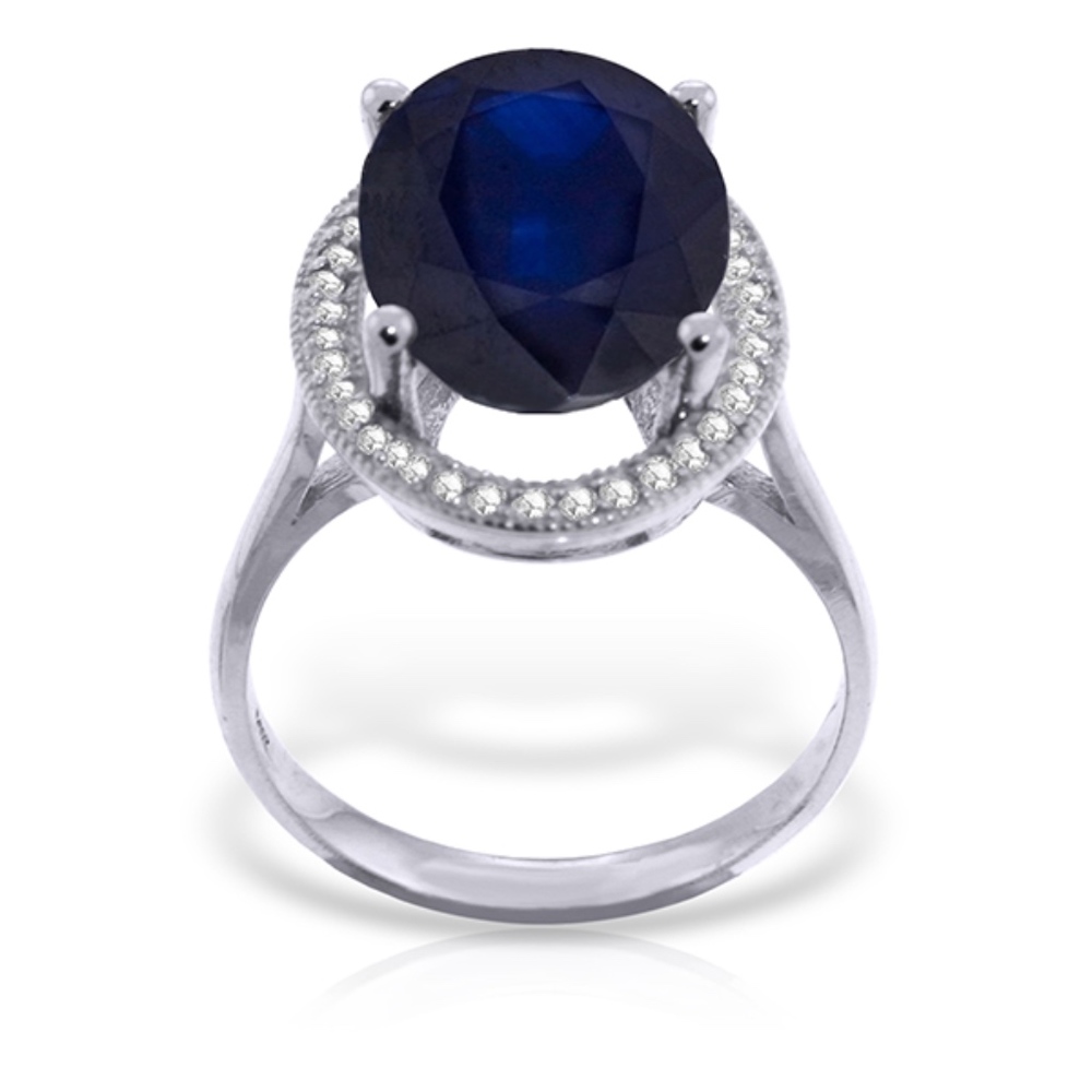 14K. GOLD RING WITH NATURAL DIAMONDS & SAPPHIRE - Picture 2 of 5